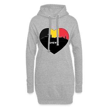 Gand Belgique Drapeau Skyline Travel Souvenir - Sweat-shirt à capuche long Femme - gris chiné - Devant