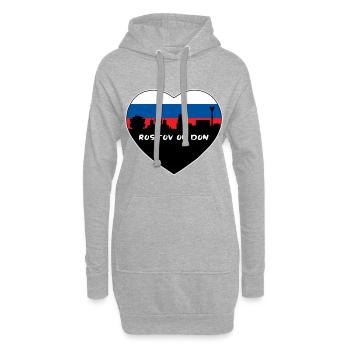 Rostov On Don Russie Drapeau Skyline Travel Souvenir - Sweat-shirt à capuche long Femme - gris chiné - Devant