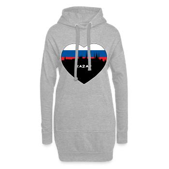Kazan Russie Drapeau Skyline Voyage Souvenir - Sweat-shirt à capuche long Femme - gris chiné - Devant