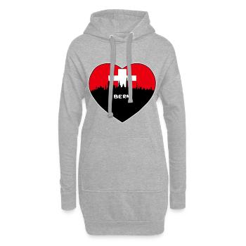 Berne Suisse Drapeau Skyline Voyage Souvenir - Sweat-shirt à capuche long Femme - gris chiné - Devant