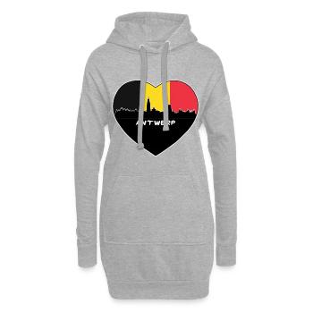 Souvenir de voyage d'horizon de drapeau de la Belgique d'Anvers - Sweat-shirt à capuche long Femme - gris chiné - Devant