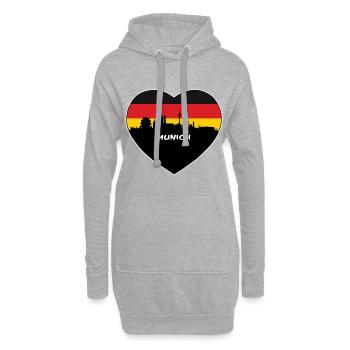 Souvenir de voyage d'horizon de drapeau de l'Allemagne de Munich - Sweat-shirt à capuche long Femme - gris chiné - Devant