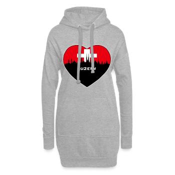 Lucerne Suisse Drapeau Skyline Travel Souvenir - Sweat-shirt à capuche long Femme - gris chiné - Devant