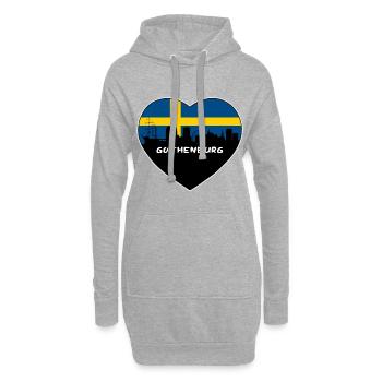 Göteborg Suède Drapeau Skyline Travel Souvenir - Sweat-shirt à capuche long Femme - gris chiné - Devant