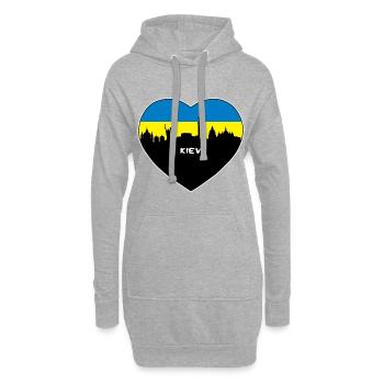 Kiew-Ukraine-Flaggen-Skyline-Reise-Andenken - Hoodie-Kleid - Grau meliert - Vorne