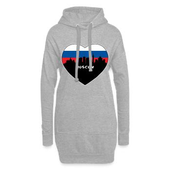 Moscou Russie Drapeau Skyline Voyage Souvenir - Sweat-shirt à capuche long Femme - gris chiné - Devant