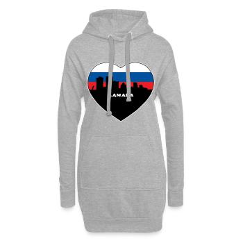 Samara Russie Drapeau Skyline Voyage Souvenir - Sweat-shirt à capuche long Femme - gris chiné - Devant