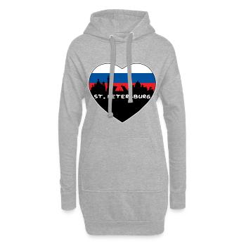 Flaggen-Skyline-Reise-Andenken St. Petersburgs Russland - Hoodie-Kleid - Grau meliert - Vorne