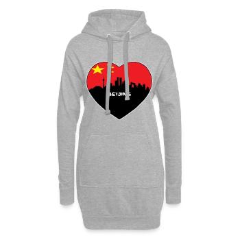 Pékin Chine Drapeau Skyline Voyage Souvenir - Sweat-shirt à capuche long Femme - gris chiné - Devant
