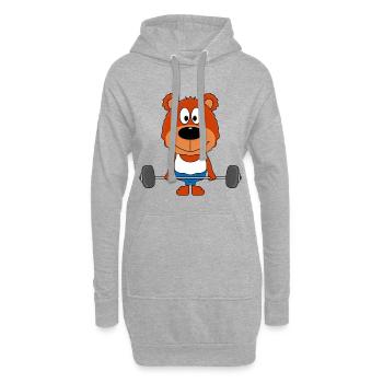 TEDDY - BÄR - FITNESS - BODYBUILDING - TIER - Hoodie-Kleid - Grau meliert - Vorne