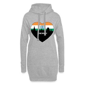 Chennai India Flag Skyline Souvenir de voyage - Sweat-shirt à capuche long Femme - gris chiné - Devant