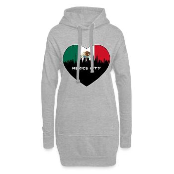 Mexiko-Stadt Mexiko Flagge Skyline Reise Souvenir - Hoodie-Kleid - Grau meliert - Vorne