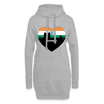 Mumbai India Flag Skyline Souvenir de voyage - Sweat-shirt à capuche long Femme - gris chiné - Devant
