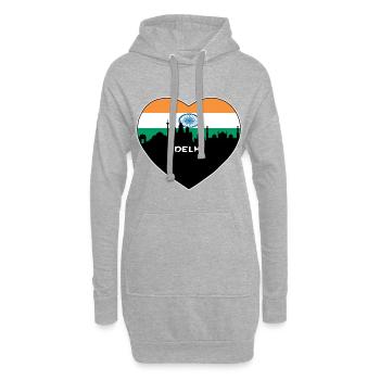 Delhi Indien Flagge Skyline Reise Souvenir - Hoodie-Kleid - Grau meliert - Vorne