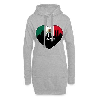 Tijuana Mexique Flag Skyline Souvenir de voyage - Sweat-shirt à capuche long Femme - gris chiné - Devant