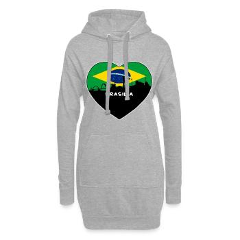 Brasilia Brésil Flag Skyline Souvenir de voyage - Sweat-shirt à capuche long Femme - gris chiné - Devant