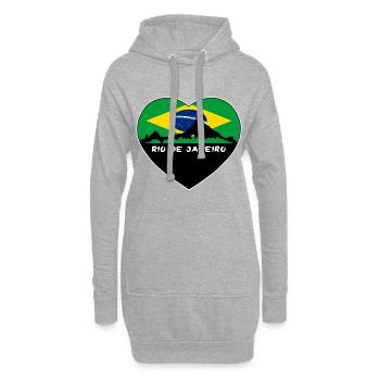 Rio de Janeiro Brasilien Flagge Skyline Reisesouvenir - Hoodie-Kleid - Grau meliert - Vorne