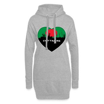 Chittagong Bangladesch Flagge Skyline Reise Souvenir - Hoodie-Kleid - Grau meliert - Vorne
