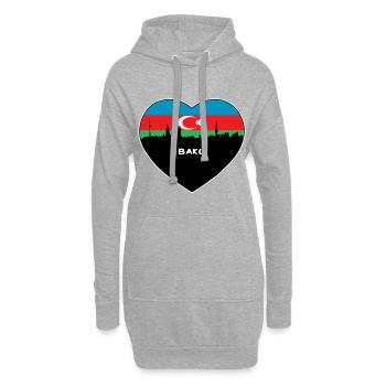 Baku Aserbaidschan Flagge Skyline Reise Souvenir - Hoodie-Kleid - Grau meliert - Vorne