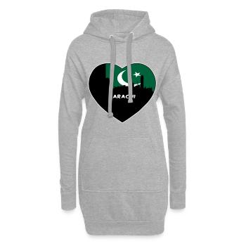 Karachi Pakistan Flag Skyline Souvenir de voyage - Sweat-shirt à capuche long Femme - gris chiné - Devant