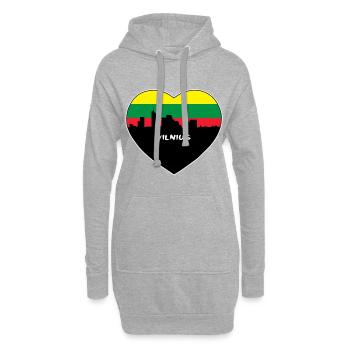 Vilnius Lituanie Flag Skyline Souvenir de voyage - Sweat-shirt à capuche long Femme - gris chiné - Devant