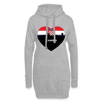 Zagreb Croatie Flag Skyline Souvenir de voyage - Sweat-shirt à capuche long Femme - gris chiné - Devant