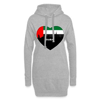 Dubaï Eau Flag Skyline Souvenir de voyage - Sweat-shirt à capuche long Femme - gris chiné - Devant