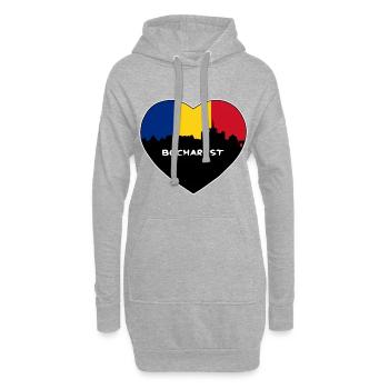 Bucarest Roumanie Flag Skyline Souvenir de voyage - Sweat-shirt à capuche long Femme - gris chiné - Devant