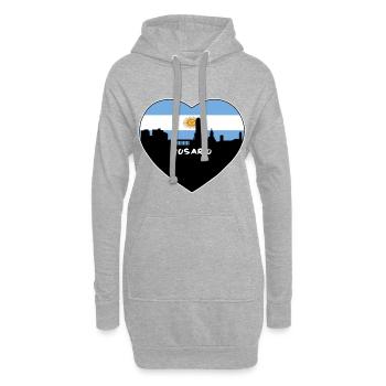 Rosario Argentinien Flagge Skyline Reise Souvenir - Hoodie-Kleid - Grau meliert - Vorne
