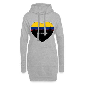Medellin Colombie Flag Skyline Souvenir de voyage - Sweat-shirt à capuche long Femme - gris chiné - Devant
