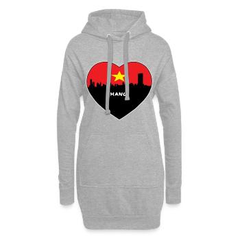 Hanoi Vietnam Flag Skyline Souvenir de voyage - Sweat-shirt à capuche long Femme - gris chiné - Devant