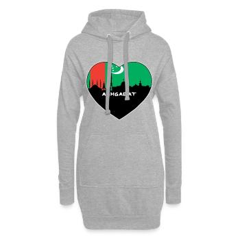 Achgabat Turkménistan drapeau Skyline voyage souvenir - Sweat-shirt à capuche long Femme - gris chiné - Devant
