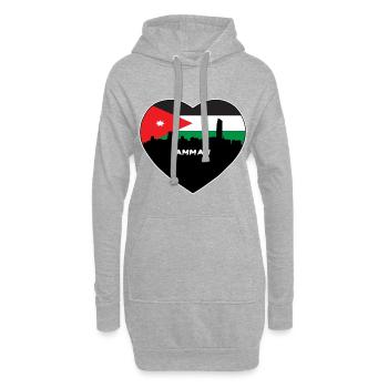 Amman Jordan Flag Skyline Souvenir de voyage - Sweat-shirt à capuche long Femme - gris chiné - Devant