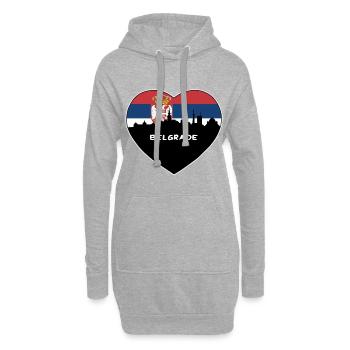 Belgrade Serbie Flag Skyline Souvenir de voyage - Sweat-shirt à capuche long Femme - gris chiné - Devant