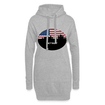 Detroit Michigan USA Flag Skyline Souvenir de voyage - Sweat-shirt à capuche long Femme - gris chiné - Devant