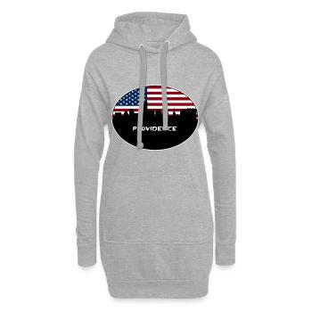 Providence Rhode Island États-Unis Flag Skyline Travel So - Sweat-shirt à capuche long Femme - gris chiné - Devant
