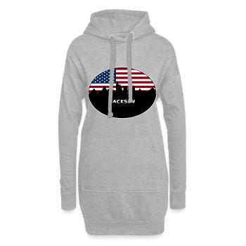 Jackson Mississippi États-Unis Flag Skyline Travel Souven - Sweat-shirt à capuche long Femme - gris chiné - Devant