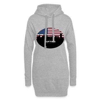 Buffalo New York USA Flag Skyline Souvenir de voyage - Sweat-shirt à capuche long Femme - gris chiné - Devant