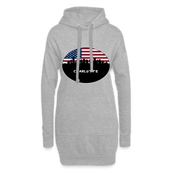 Charlotte North Carolina USA Flagge Skyline Travel S - Hoodie-Kleid - Grau meliert - Vorne