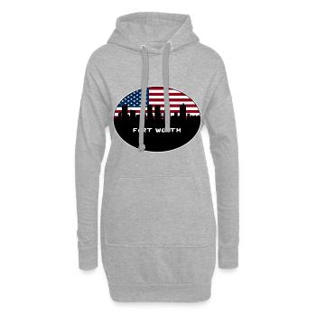 Fort Worth Texas USA Flagge Skyline Reise Souvenir - Hoodie-Kleid - Grau meliert - Vorne