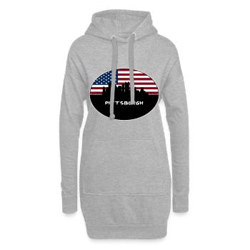Pittsburgh Pennsylvanie États-Unis Flag Skyline Voyage So - Sweat-shirt à capuche long Femme - gris chiné - Devant
