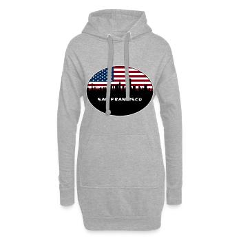 San Francisco Californie États-Unis Flag Skyline Voyage S - Sweat-shirt à capuche long Femme - gris chiné - Devant