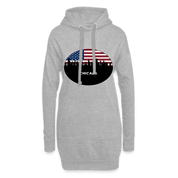 Chicago Illinois USA Flag Skyline Souvenir de voyage - Sweat-shirt à capuche long Femme - gris chiné - Devant