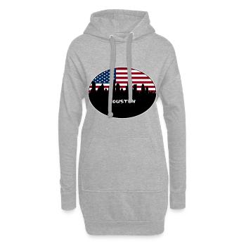 Houston Texas USA Flag Skyline Souvenir de voyage - Sweat-shirt à capuche long Femme - gris chiné - Devant
