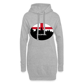 Liverpool Angleterre Flag Skyline Souvenir de voyage - Sweat-shirt à capuche long Femme - gris chiné - Devant
