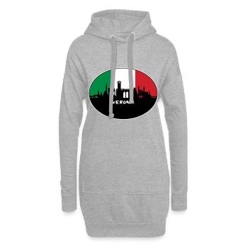 Vérone Italie Flag Skyline Souvenir de voyage - Sweat-shirt à capuche long Femme - gris chiné - Devant