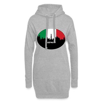 Gênes Italie Flag Skyline Souvenir de voyage - Sweat-shirt à capuche long Femme - gris chiné - Devant