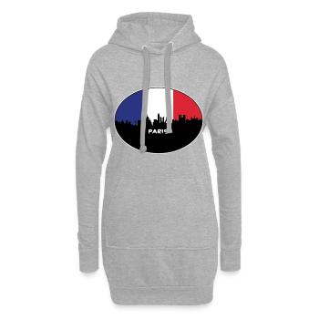 Paris France Flag Skyline Souvenir de voyage - Sweat-shirt à capuche long Femme - gris chiné - Devant