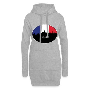 Lille France Flag Skyline Souvenir de voyage - Sweat-shirt à capuche long Femme - gris chiné - Devant