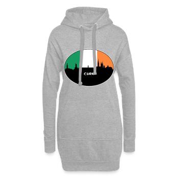 Cork Irlande Flag Skyline Souvenir de voyage - Sweat-shirt à capuche long Femme - gris chiné - Devant